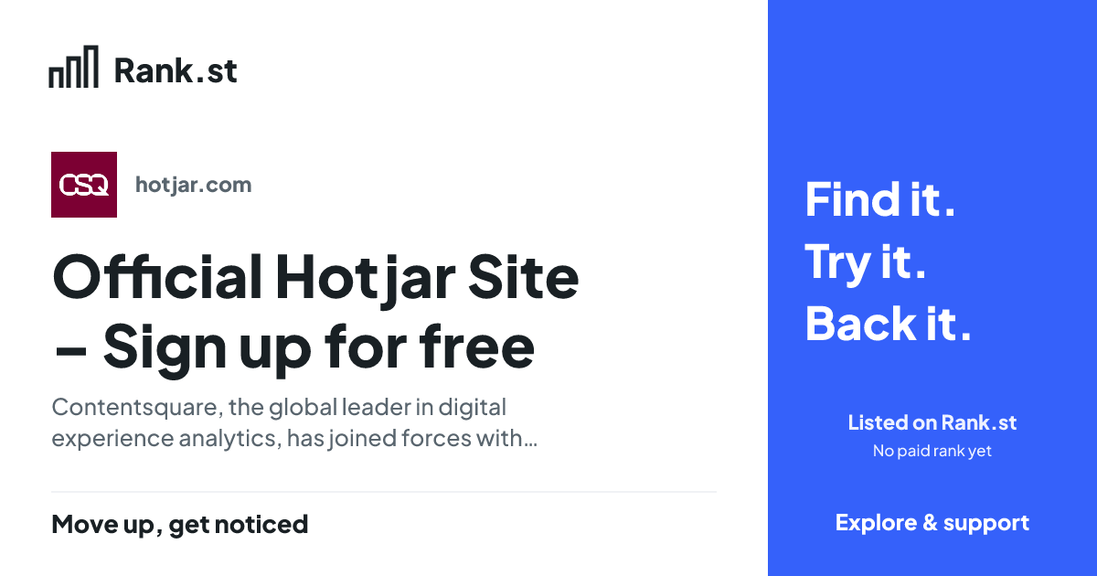 Official Hotjar Site – Sign up for free social card preview