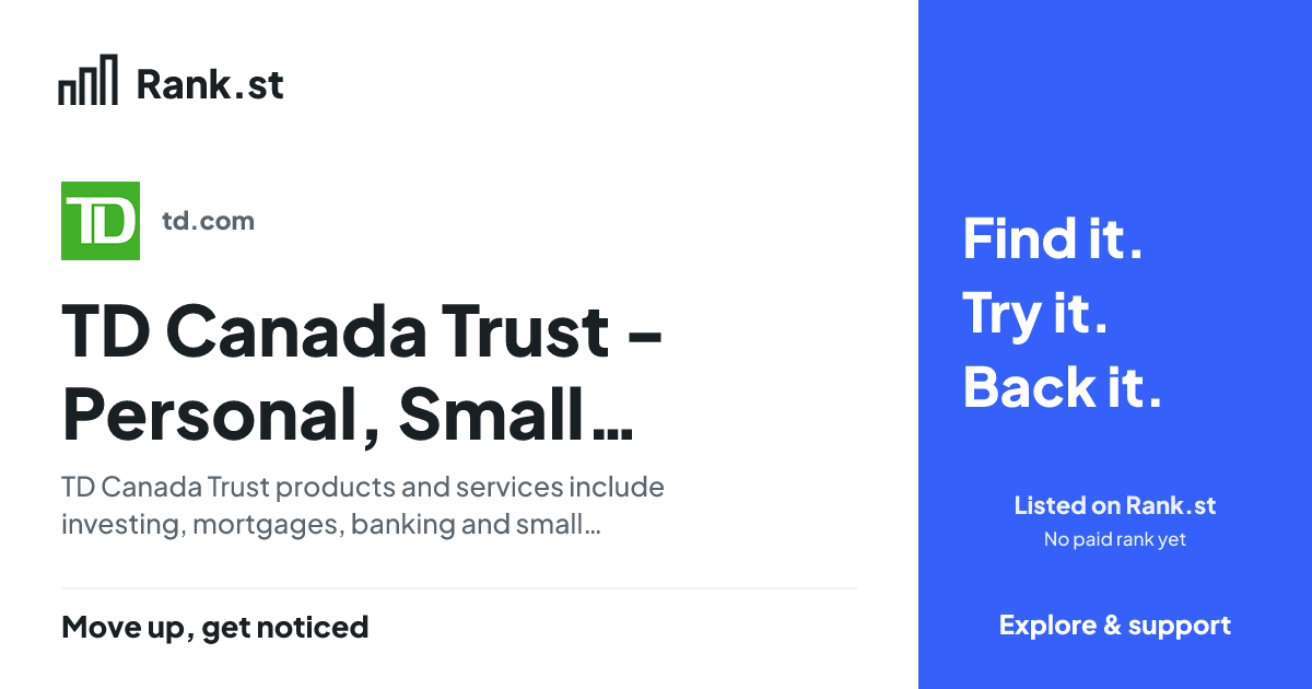 TD Canada Trust - Personal, Small Business Banking & Investing social card preview